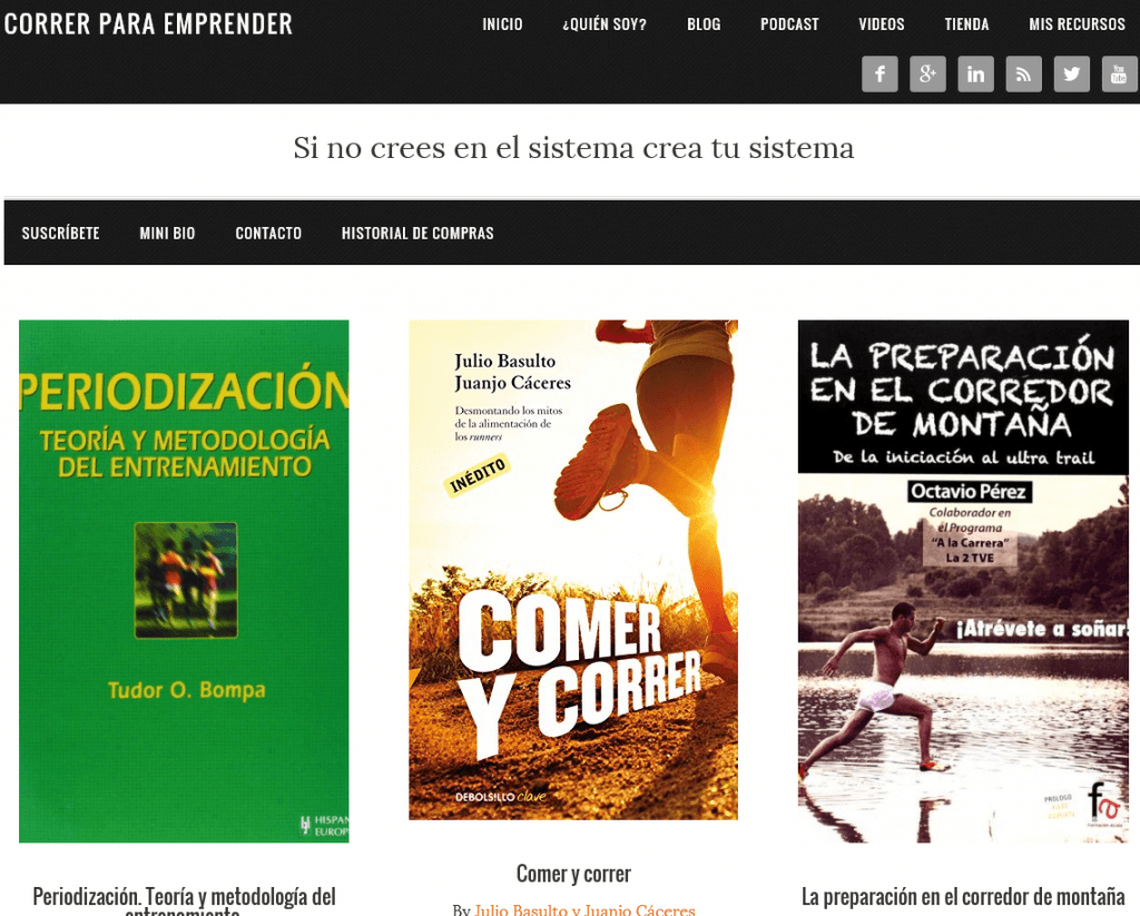 Tienda libros para correr por montaña. Correr para emprender